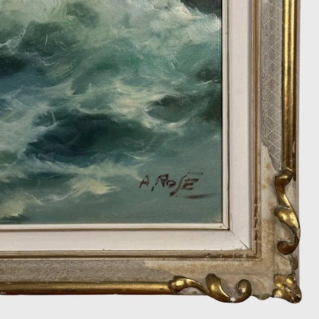 1960s Vintage Post-Impressionist Sunset Seascape, Signed (C. 1950, Oil on Canvas) For Sale - Image 5 of 8