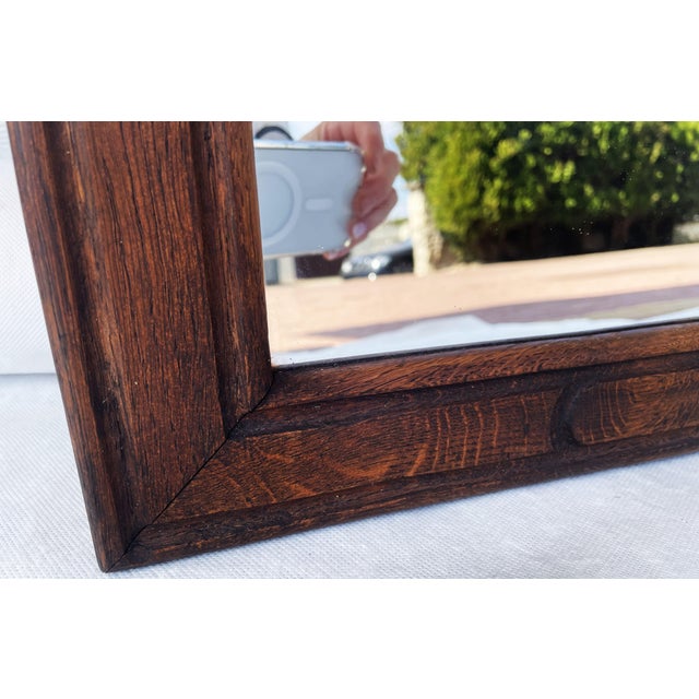 Wood Neo-Baroque Mirror in Oak Frame with Wave Pattern, 1930s For Sale - Image 7 of 12