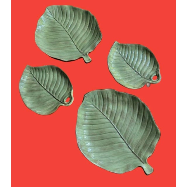 American Vintage Banana Leaves Platters by Raymond Waites - Sets of 4 For Sale - Image 3 of 11