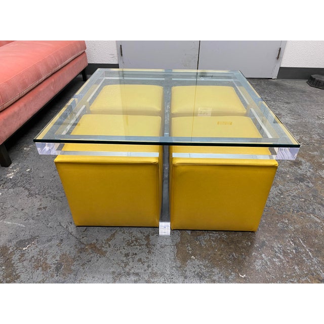 Brand New Kravet Thompson Square Coffee Table + Ottomans Chairish