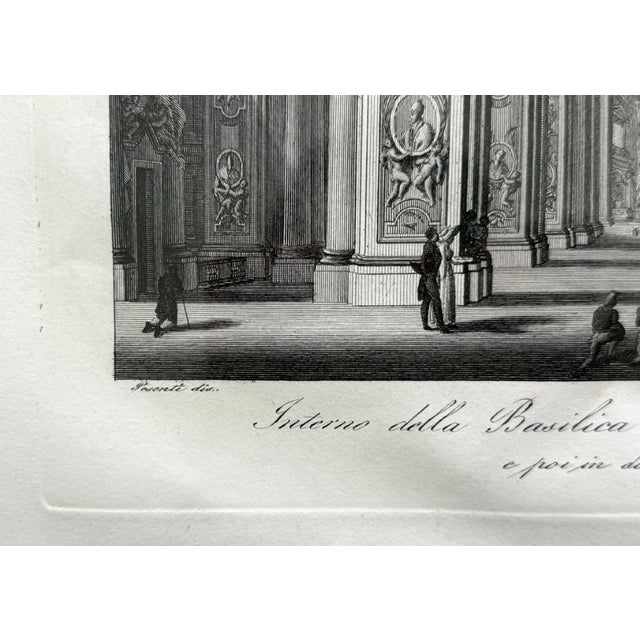 Glass Antique Engraving of St. Peter’s Basilica by Giovanni Balzar After Piranesi For Sale - Image 7 of 12