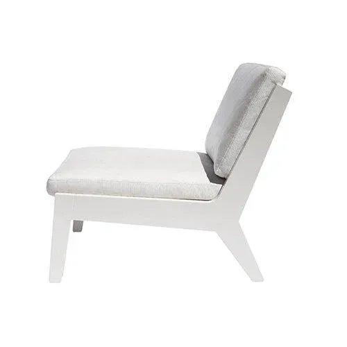 Mid-Century Modern Portofino Outdoor Lounge Chair by the Drawing Room Atl - Handcrafted Mahogany in Premium Yacht Finish: Classic White - Modern Outdoor Furniture For Sale - Image 3 of 10