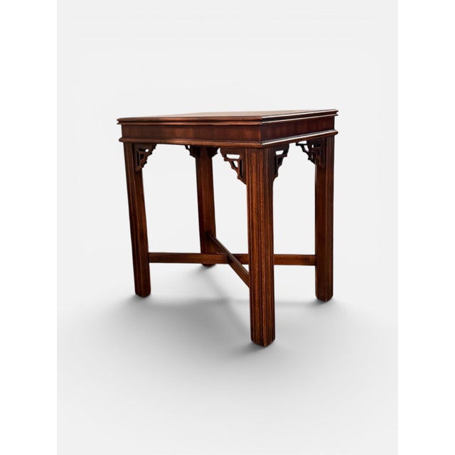 Chinoiserie 1980s Vintage Lane Altavista Chinese Chippendale Mahogany Accent Table MCM 988 For Sale - Image 3 of 8