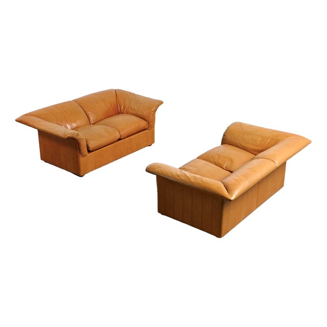 Leather Loto Sofas by Luigi Massoni for Poltrona Frau, Italy, 1976, Set of 2 For Sale