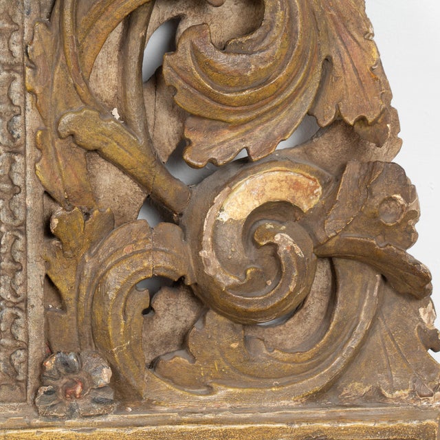 18th Century Original Painted and Carved Altarpiece Mirror From Portugal For Sale - Image 11 of 17