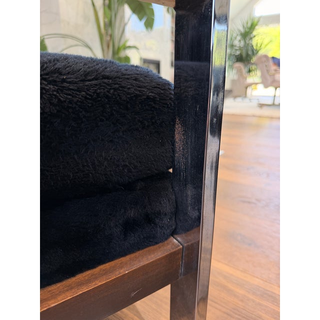 Vintage Chrome & Black Plush Upholstered Sofa and Loveseat Set in the Style of Milo Baughman & Adrian Pearsall For Sale - Image 12 of 13