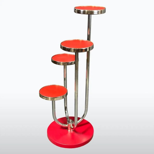 Chrome Flower Stand H 54 by Jindřich Halabala for Up Závody, 1930s For Sale - Image 3 of 13