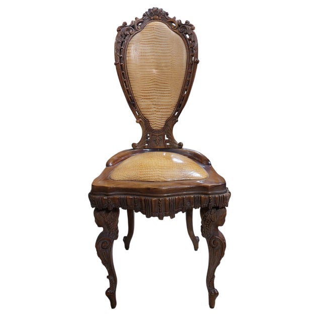Baroque Chair in Reptile Skin, 1890s, Set of 8 For Sale - Image 4 of 9