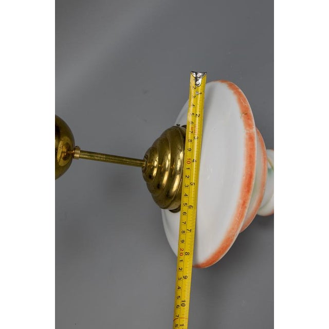 Art Deco White Glass and Brass Pendant Light, Germany, 1930s For Sale - Image 16 of 18