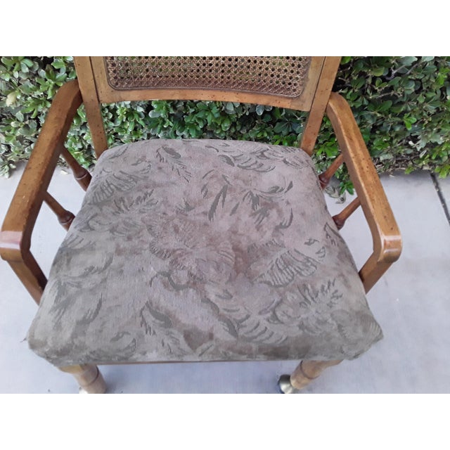 1970s Vintage Wheeled Cane Back Chair For Sale - Image 9 of 13