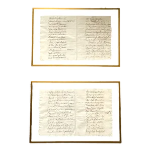 Antique Early 19th Century French Vineyard Calligraphy Contract on Parchment in Floating Frames - a Pair
