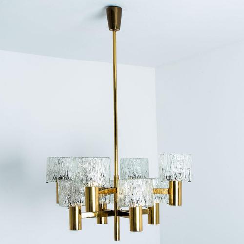 Brass Chandelier attributed to Carl Fagerlund for Orrefors, 1960s For Sale - Image 6 of 13