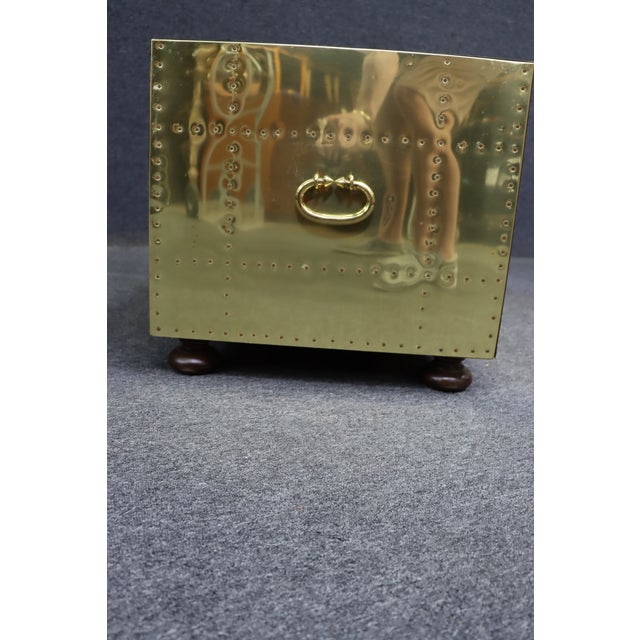 Sarreid Brass Clad Campaign Style Two-Drawer Chest For Sale - Image 13 of 16