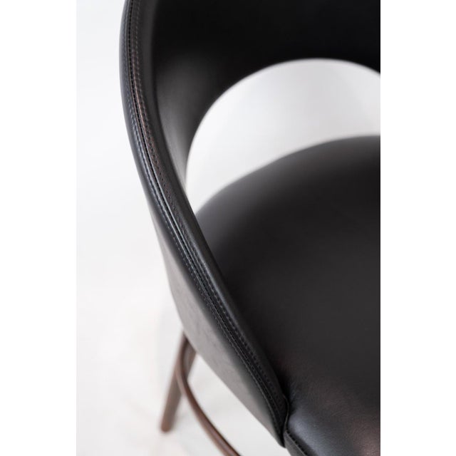 Easy Chair Upholstered with Black Leather and Legs of Rosewood by Chr. Linneberg For Sale - Image 3 of 8