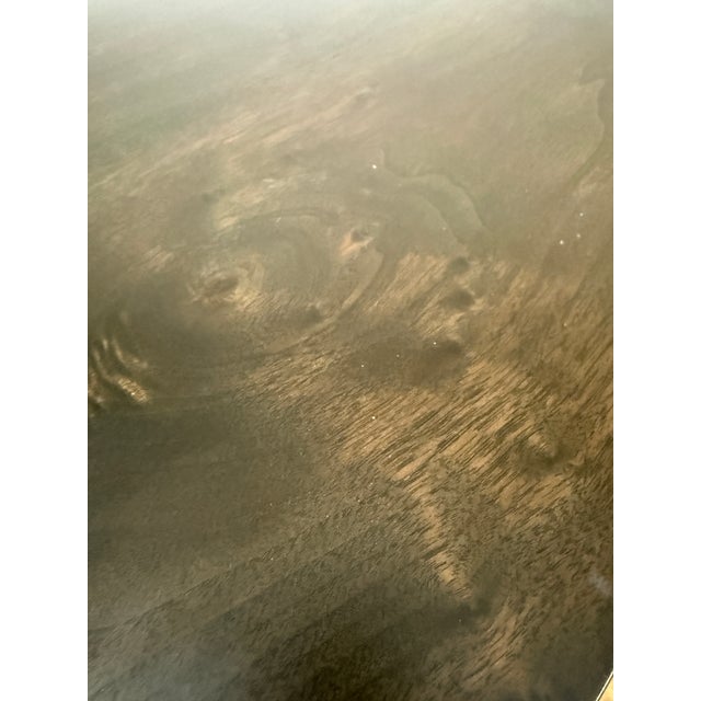 Early 21st Century Walnut Wood + Brass Side Table, 30 Inch Round For Sale - Image 5 of 12
