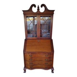 1940s Maddox Mahogany Ball and Claw Feet Secretary Desk For Sale
