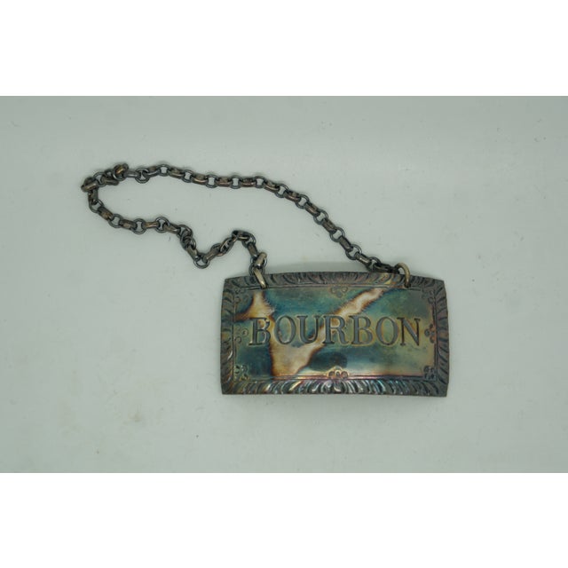 Late 20th Century Antique Sterling Silver Bourbon Scotch Sherry Rye Liquor Decanter Labels 50g - Set of 4 For Sale - Image 5 of 12