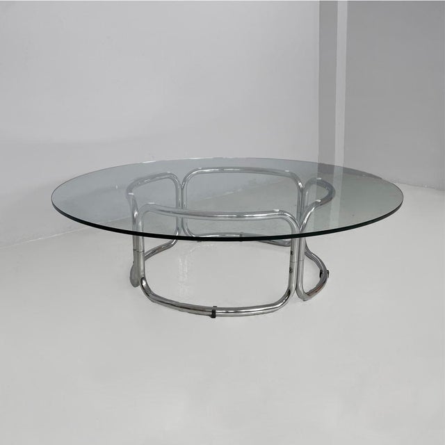 Italian Modern Coffee Table in Steel and Glass, 1970s For Sale - Image 3 of 13