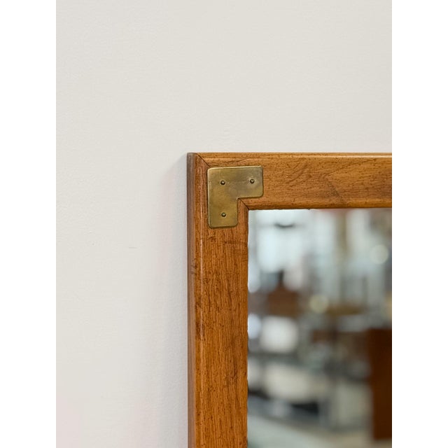 Dixie Vintage MCM Dixie Act II Walnut Mirror, Brass Details Wall Accent, Campaign For Sale - Image 4 of 8