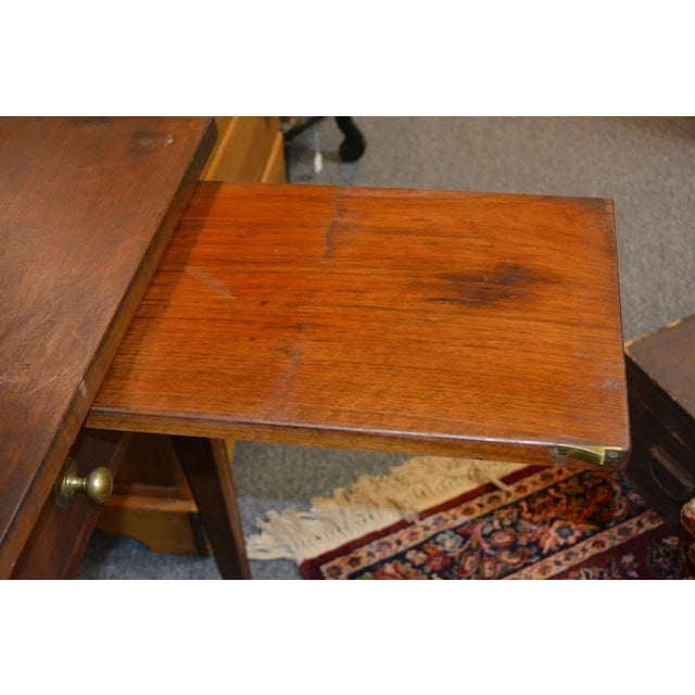 Late 19th Century Antique Solid Wood & Brass 2 Piece Desk Railway Station / Clerk / Postmaster For Sale - Image 6 of 11