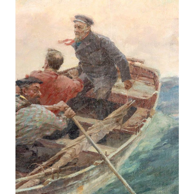 Late 19th Century Charles Murray Padday Pilot Boat Crew Oil, 1898 For Sale - Image 5 of 9