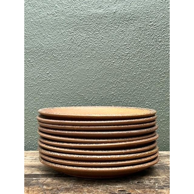 Late 20th Century Vintage MCM Glazed Ceramic Salad Plates - Set of 10 For Sale - Image 5 of 12