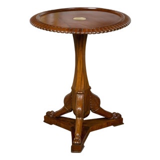 English 19th Century Mahogany Guéridon with Gadroons and Griffin Inspired Legs For Sale