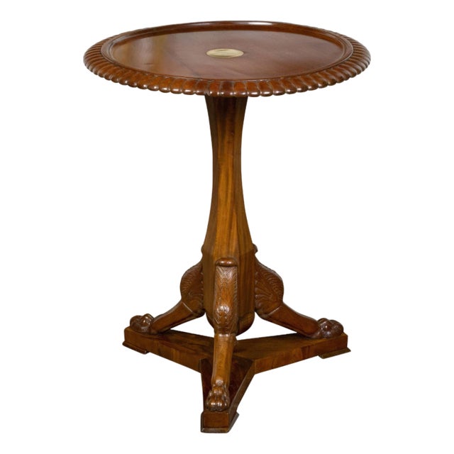 English 19th Century Mahogany Guéridon with Gadroons and Griffin Inspired Legs For Sale