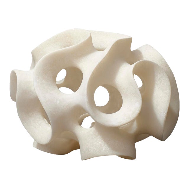 Jamie Young Ribbon Sphere in White Resin For Sale