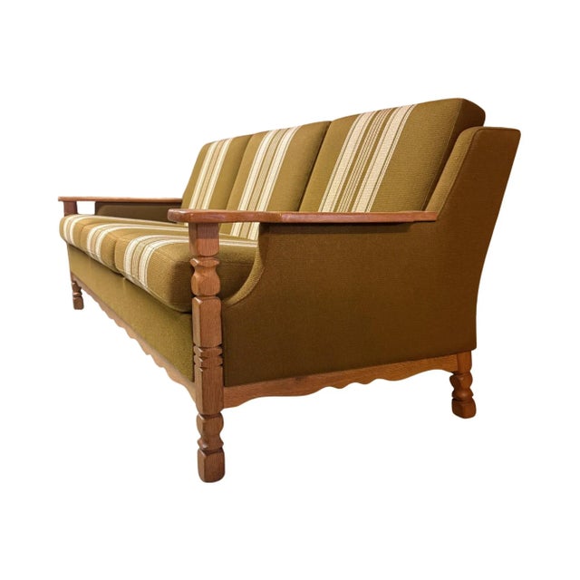 Henning Kjærnulf Carved Oak Sofa Set, Wool, 1960s, Attributed For Sale - Image 9 of 12