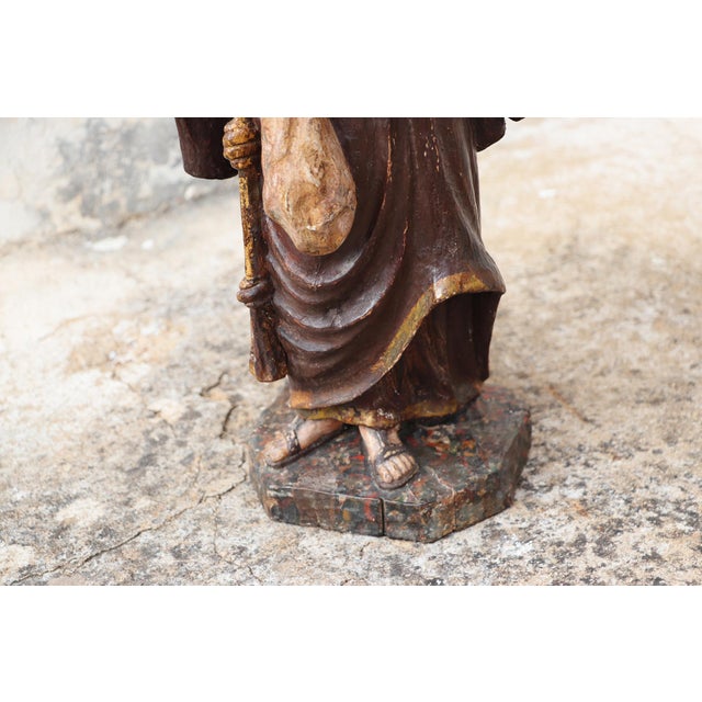 Saint Anthony With the Christ Child, Holding a Bag for Distributing Bread to the Poor, 18th Century, Portuguese For Sale - Image 10 of 11