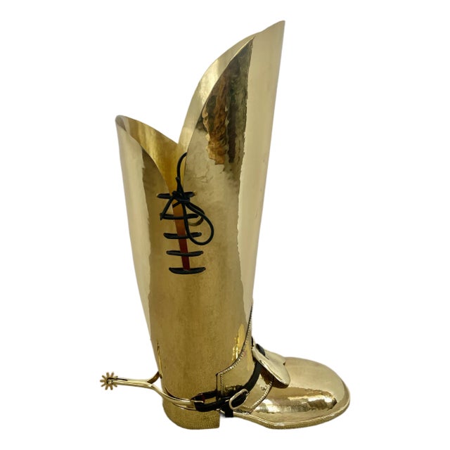 Brass Boot Umbrella Stand, 1950s, Made in England For Sale