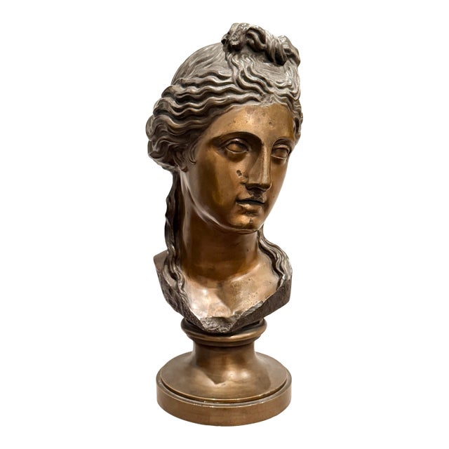 Bronze Bust, Classical Greek Maiden – Grand Tour Style For Sale