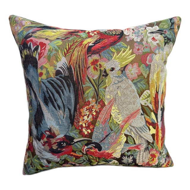 Exotic Bird Jacquard Woven Cushion Cover For Sale