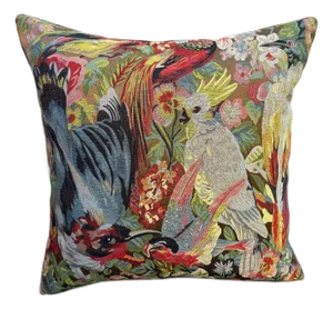 Exotic Bird Jacquard Woven Cushion Cover