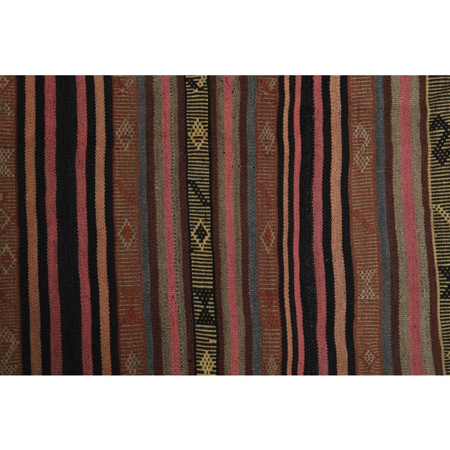 Orange Striped Turkish Vintage Orange Brown Kilim Rug For Sale - Image 8 of 11