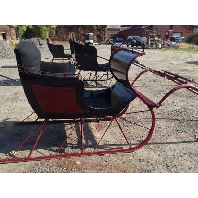 Antique Portland Cutter Black & Maroon Sleigh Chairish