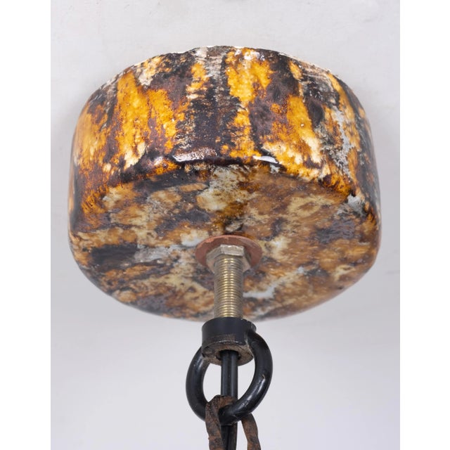 Floral Earthenware Pendant Lamp, 1960s For Sale - Image 4 of 9