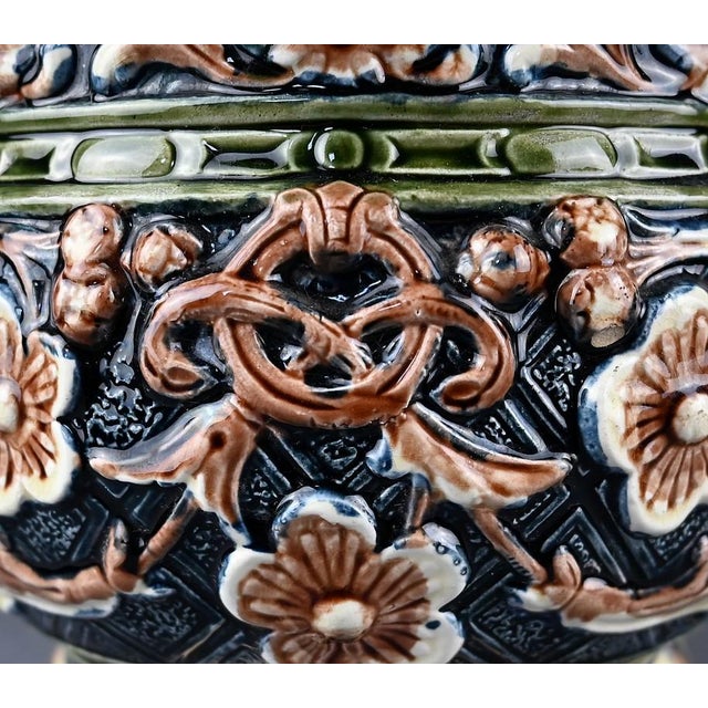 Antique Art Nouveau Majolica Planter, 1800s For Sale - Image 9 of 18