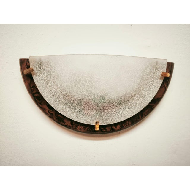 1980s Wall Lamp in Briar Root with Decorated Glass, 1980s For Sale - Image 5 of 9