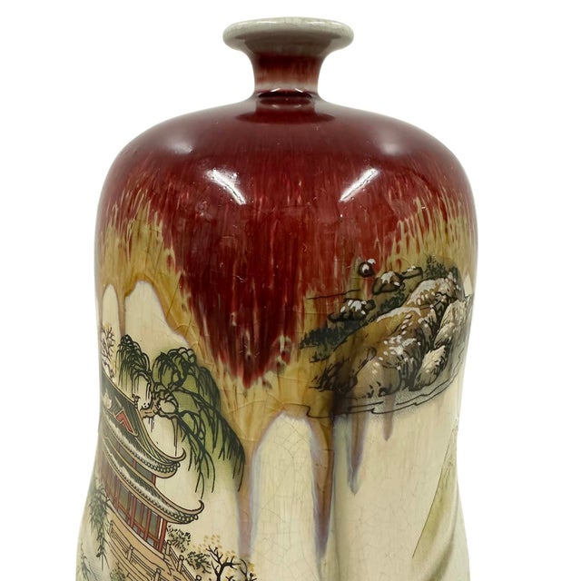 Antique White Vintage Chinese Hand-Crafted Porcelain Landscape Vase For Sale - Image 8 of 18
