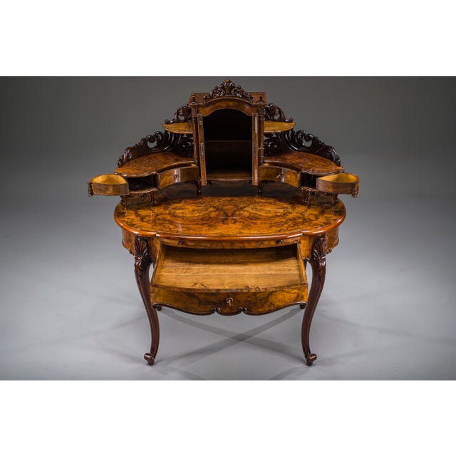 Antique Louis Philippe Walnut Vanity Desk, 1860 For Sale - Image 10 of 18