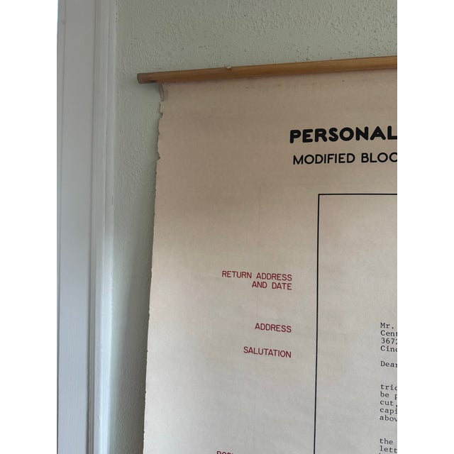Mid-Century Modern Vintage 1969 Typing Instruction Pull-Down Chart – Secretary School Poster -- Poster D For Sale - Image 3 of 7