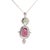 Contemporary Tsavorite, Diamond and Garnet Platinum Pendant Necklace - Fei Liu For Sale - Image 3 of 6