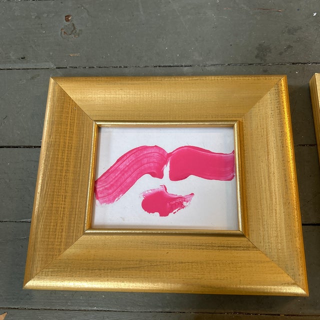 Set of three contemporary original flying red lips abstract paintings. Each measure 5.5x4.5 or 9x8 framed. Check out my...