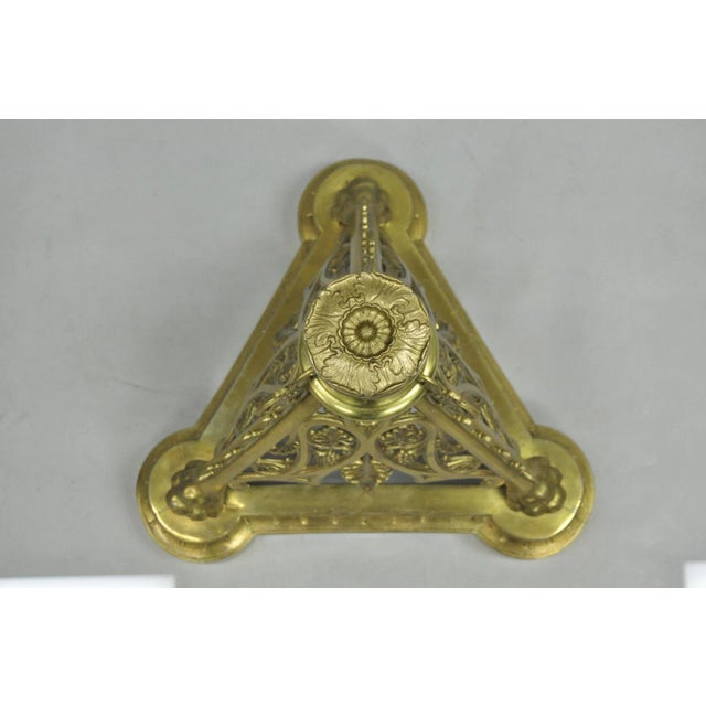 Gold French Empire Renaissance Bronze Paw Foot Pedestal Base Round Glass Coffee Table For Sale - Image 8 of 12