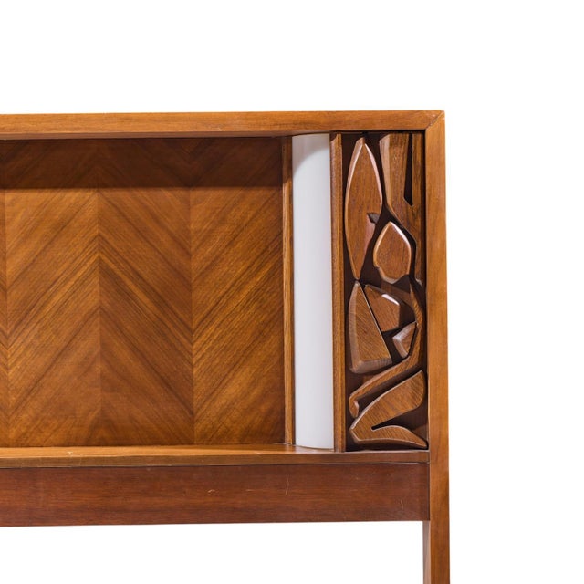 Mid 20th Century United Tiki Brutalist Mid Century Walnut Queen Headboard For Sale - Image 5 of 5
