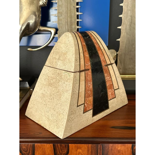 Cream Tessellated Stone Decorative Jewelry Box For Sale - Image 8 of 12