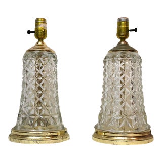 Diamond Cut Waterford Style Crystal Table Lamps - Pair For Sale