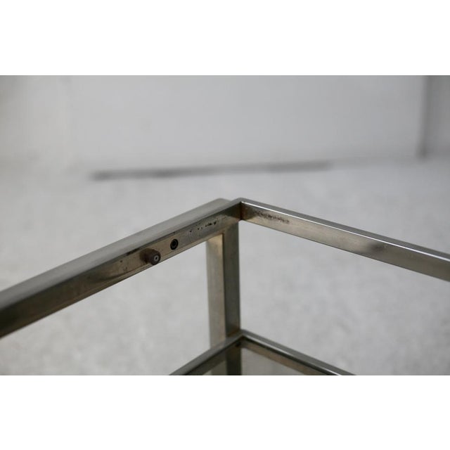 Steel Coffee Table with Double Smoked Glass Tops, France, 1970s For Sale - Image 9 of 18